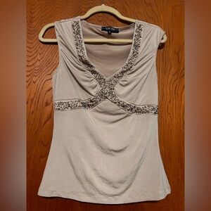 Vintage Beige Embellished Women's Top